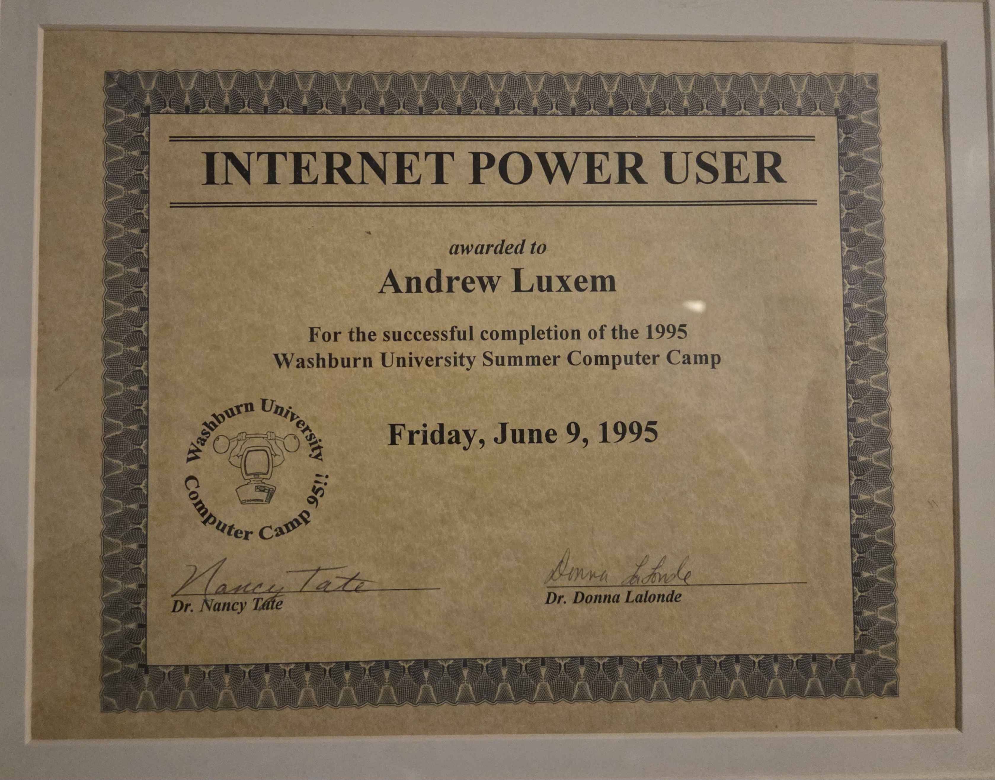 Internet power user certificate